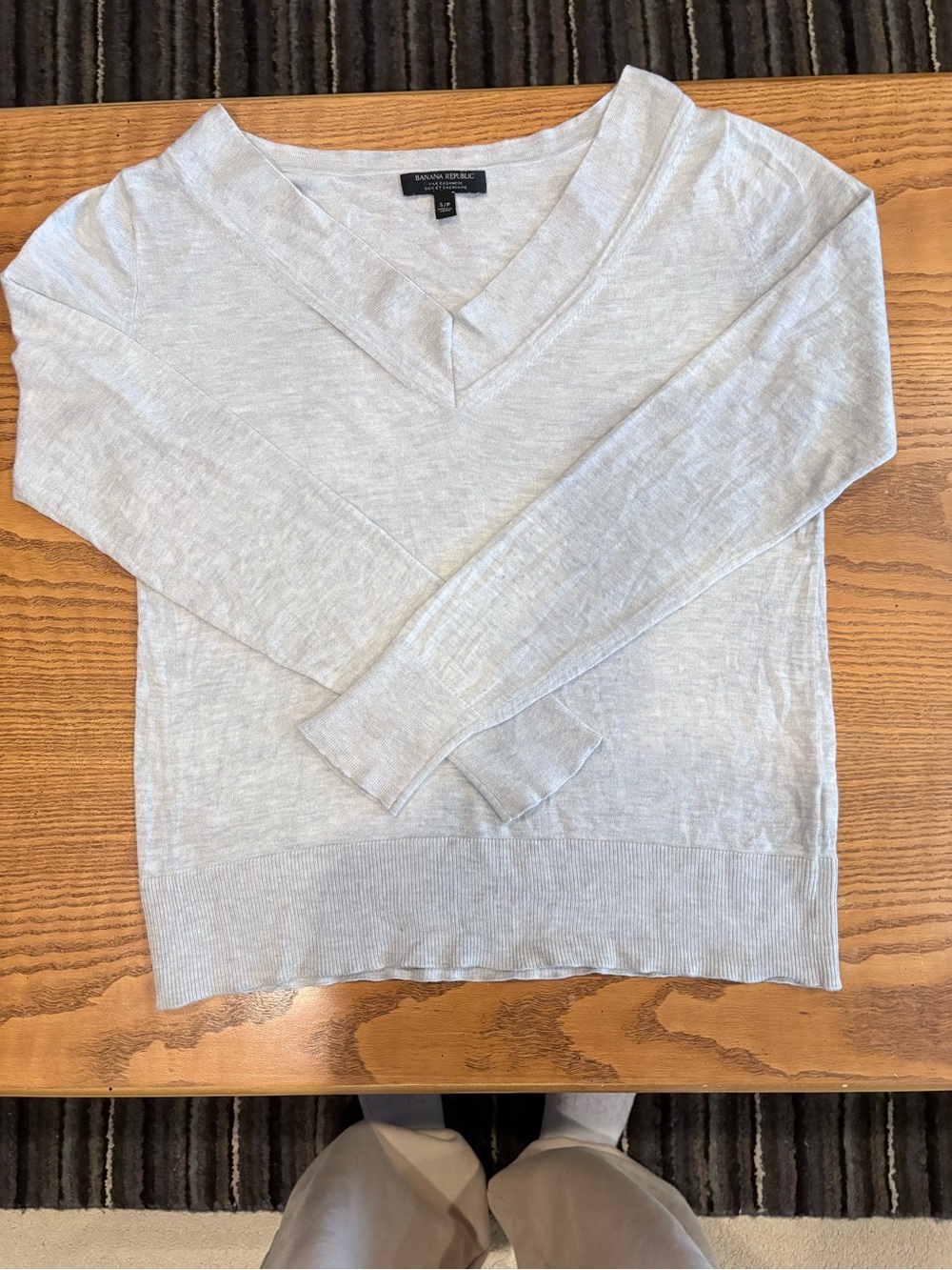 Banana Republic Light Gray V-Neck Sweater